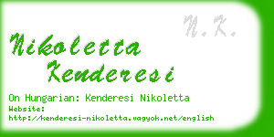 nikoletta kenderesi business card